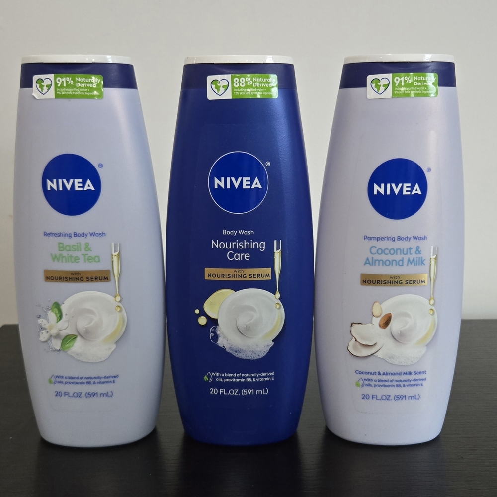 Nivea Nourishing Body Wash Set, 3 Bottles W0 Oz Ea, Brand New